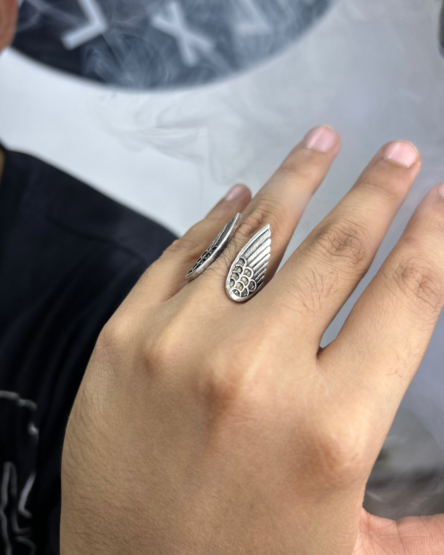Adjustable Ring, Angel Wing Ring, Brass Ring