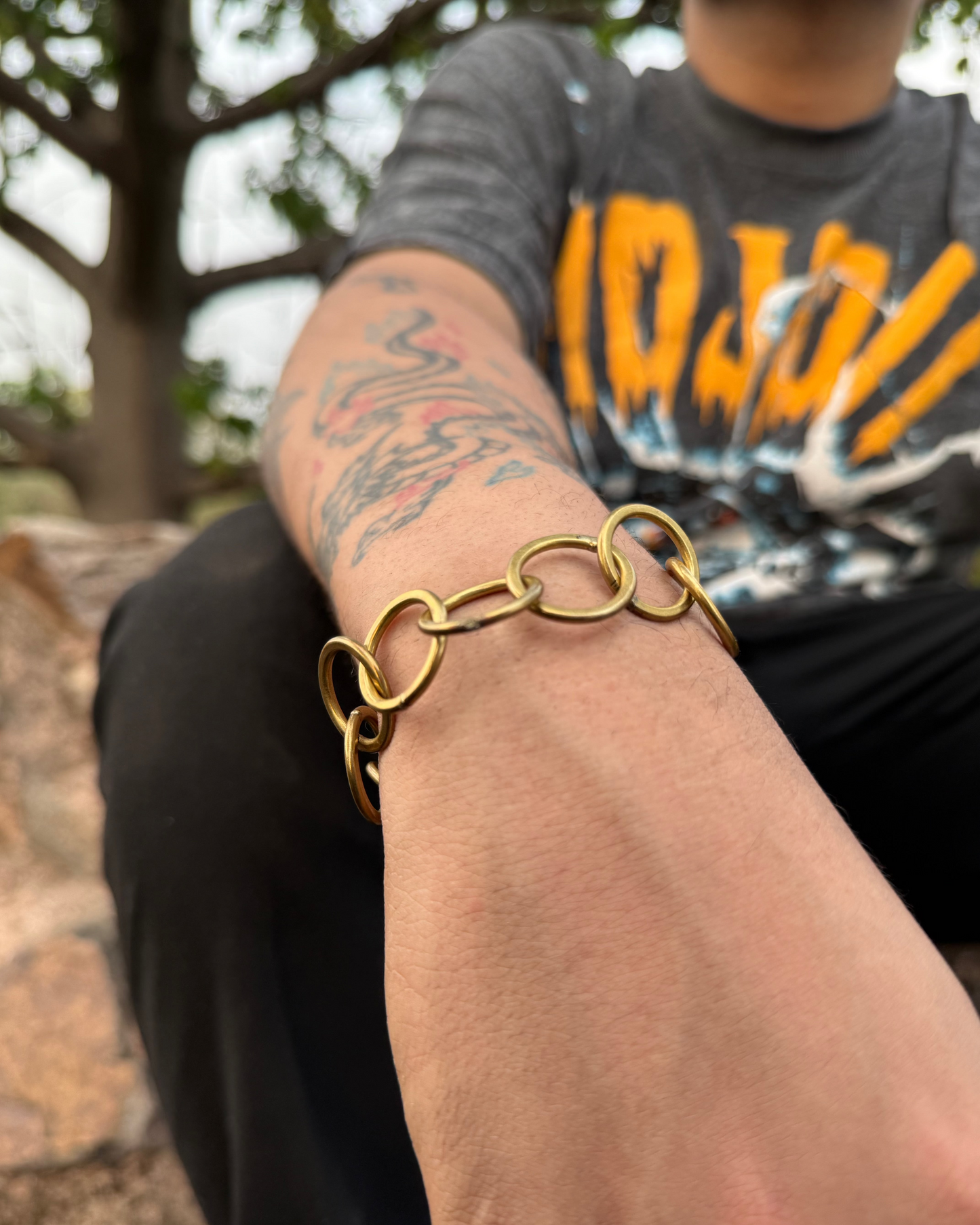Golden, Brass, Bracelet, Unisex