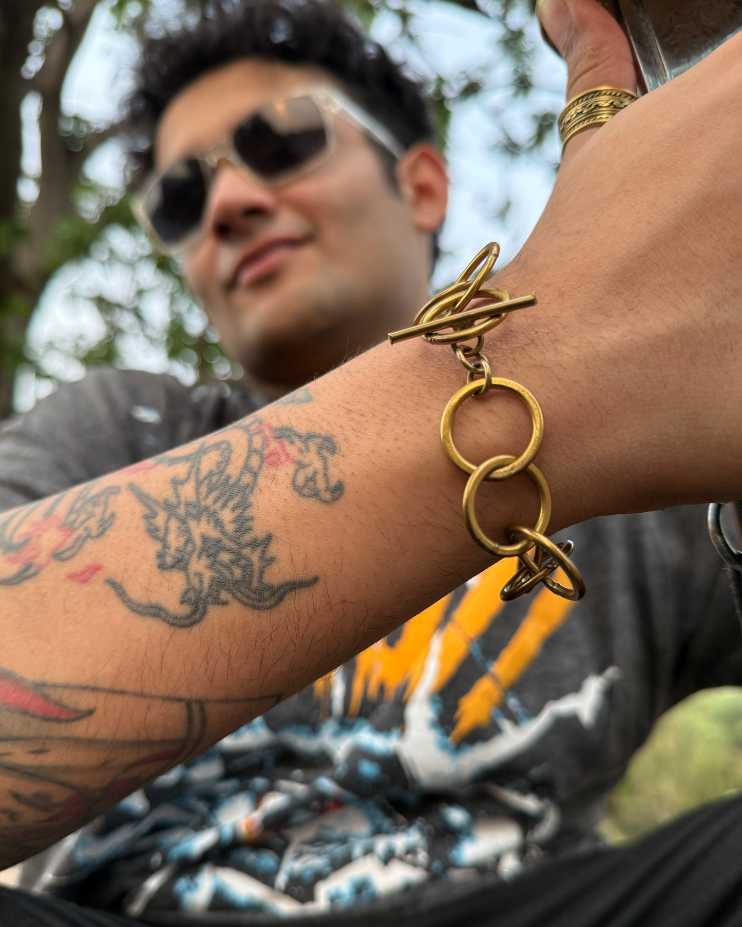 Golden, Brass, Bracelet, Unisex