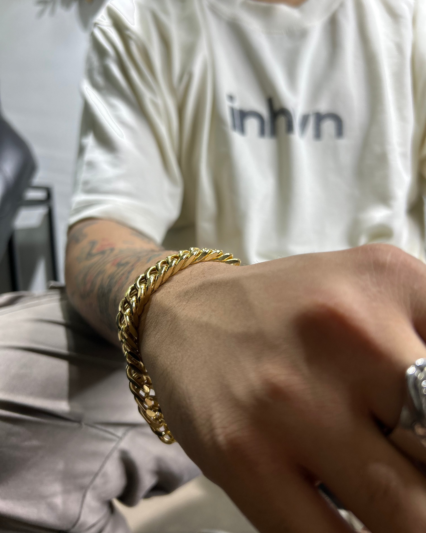 Gold Plated, Stainless Steel, mens bracelet, heavy bracelet, Gold toned, Cuban link