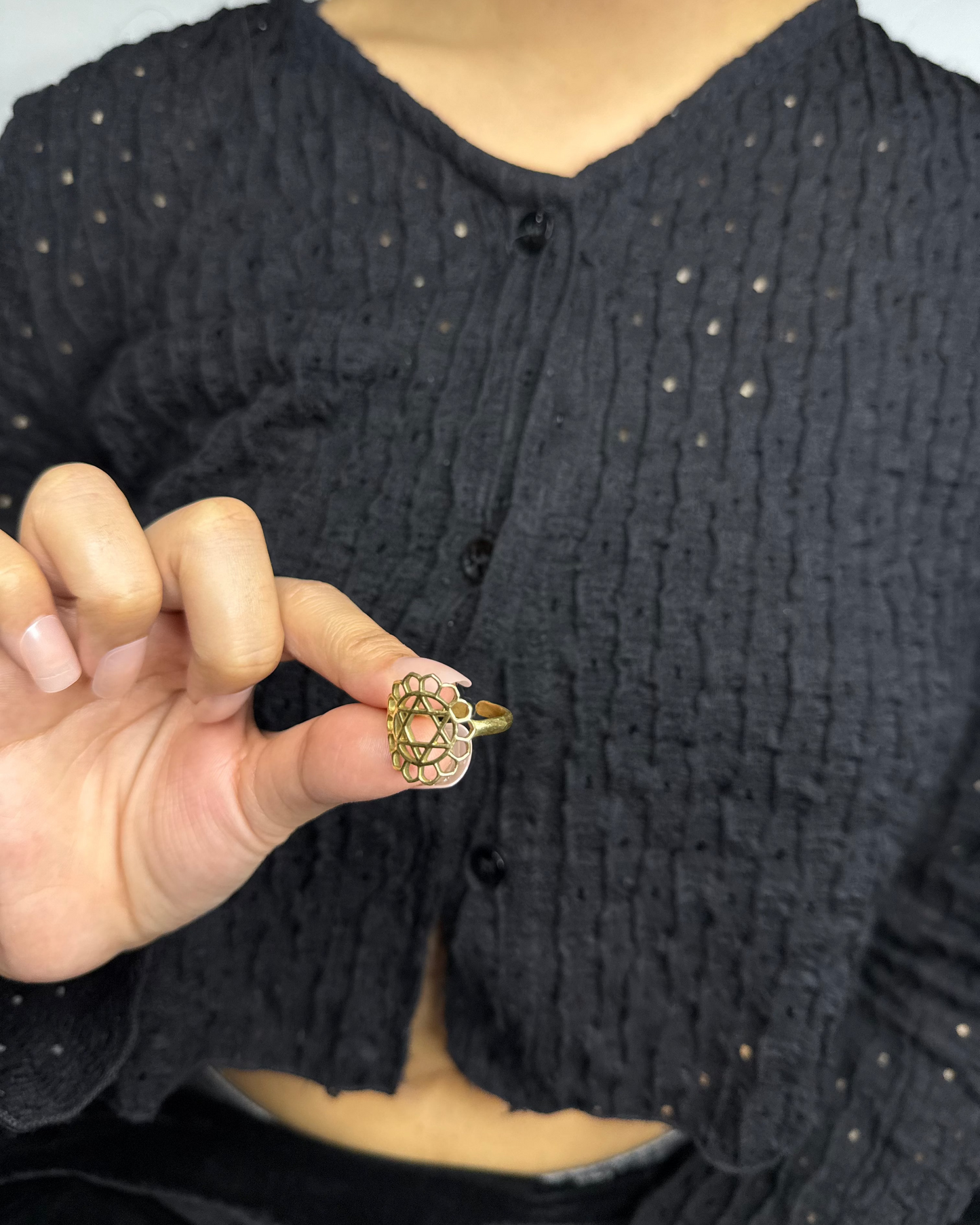 Gold Plated Silver heart Chakra Ring, Brass Ring, rings, unisex ring