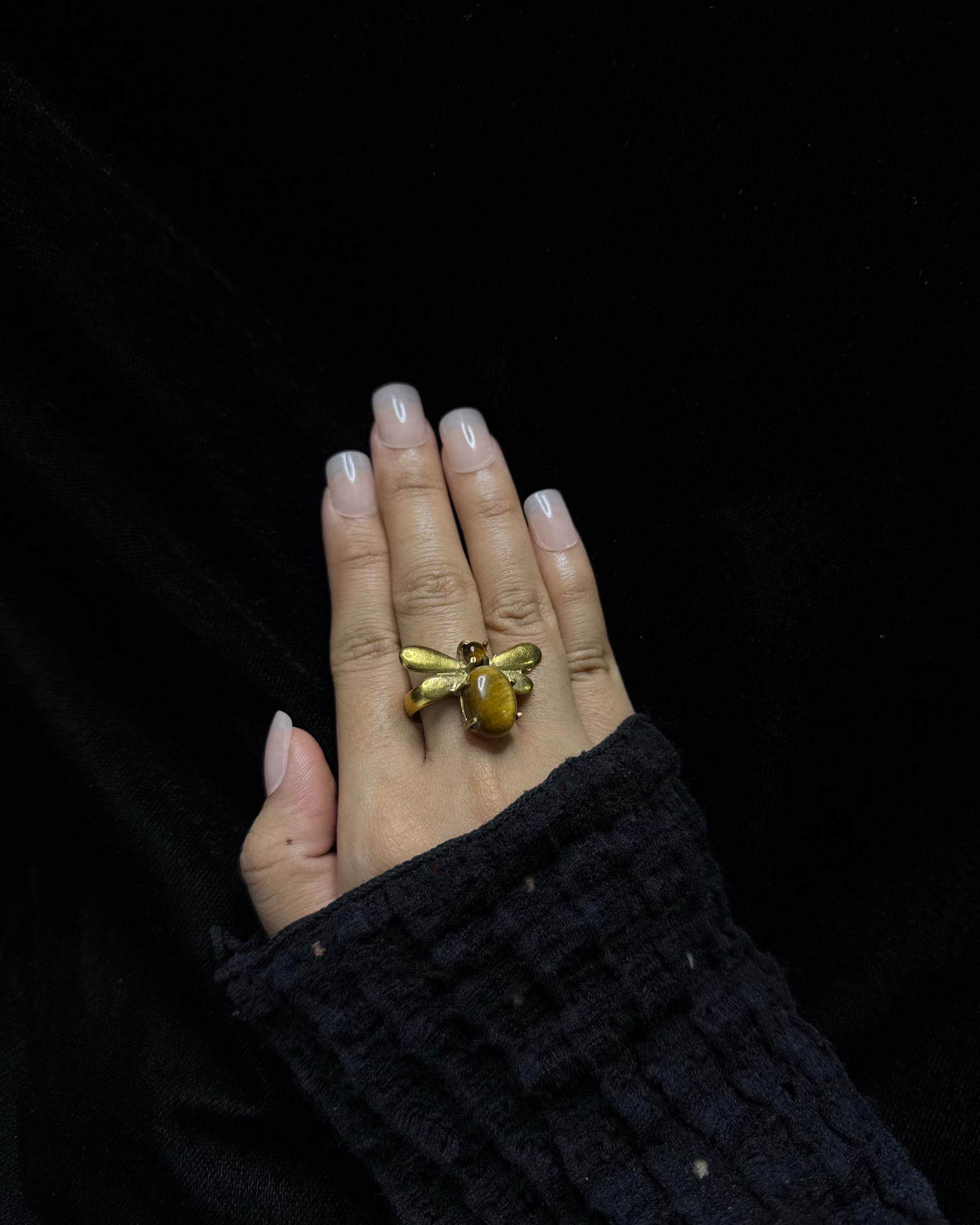 Golden Bee Brass Ring, Brass Ring, rings, unisex ring, stone ring
