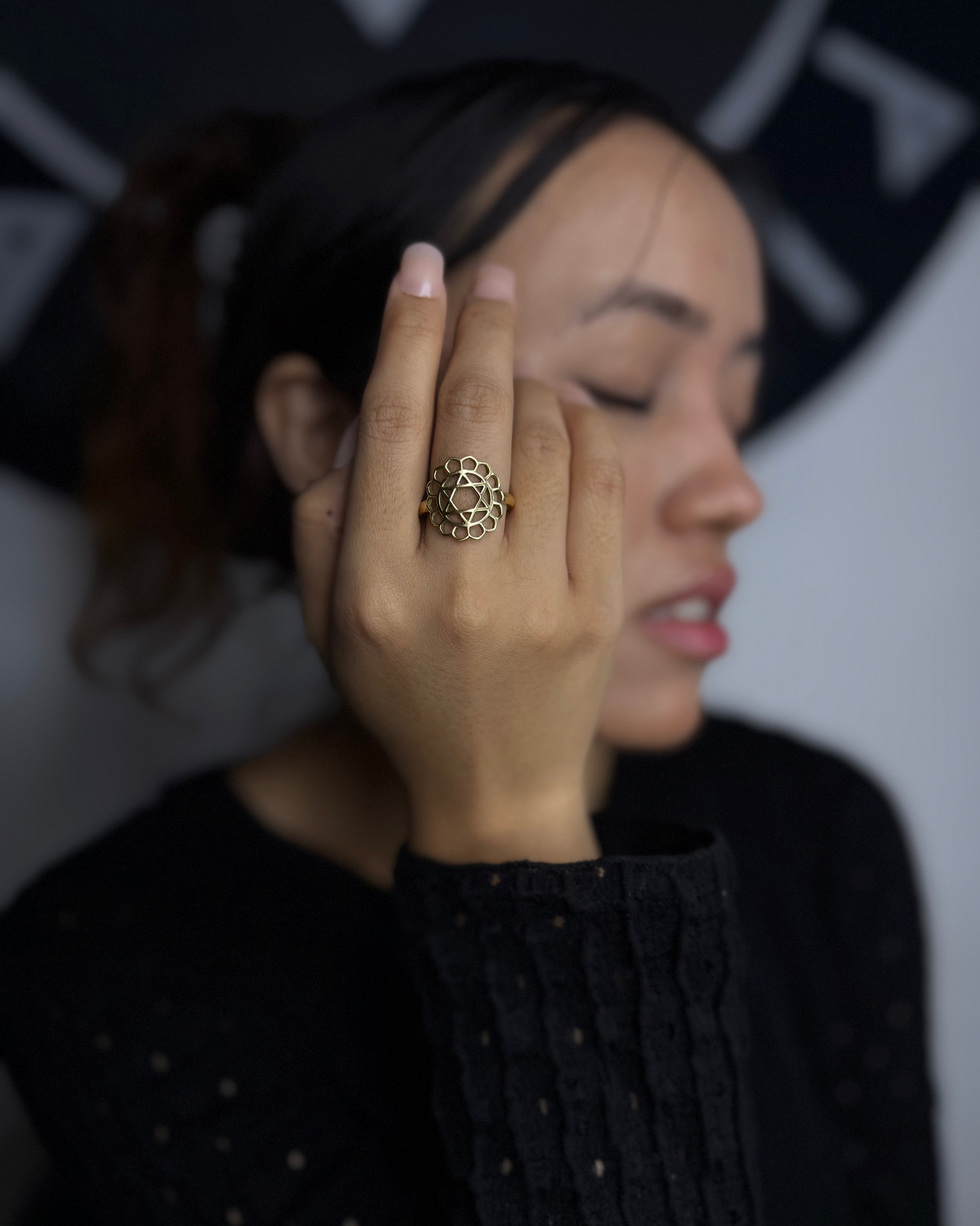 Gold Plated Silver heart Chakra Ring, Brass Ring, rings, unisex ring