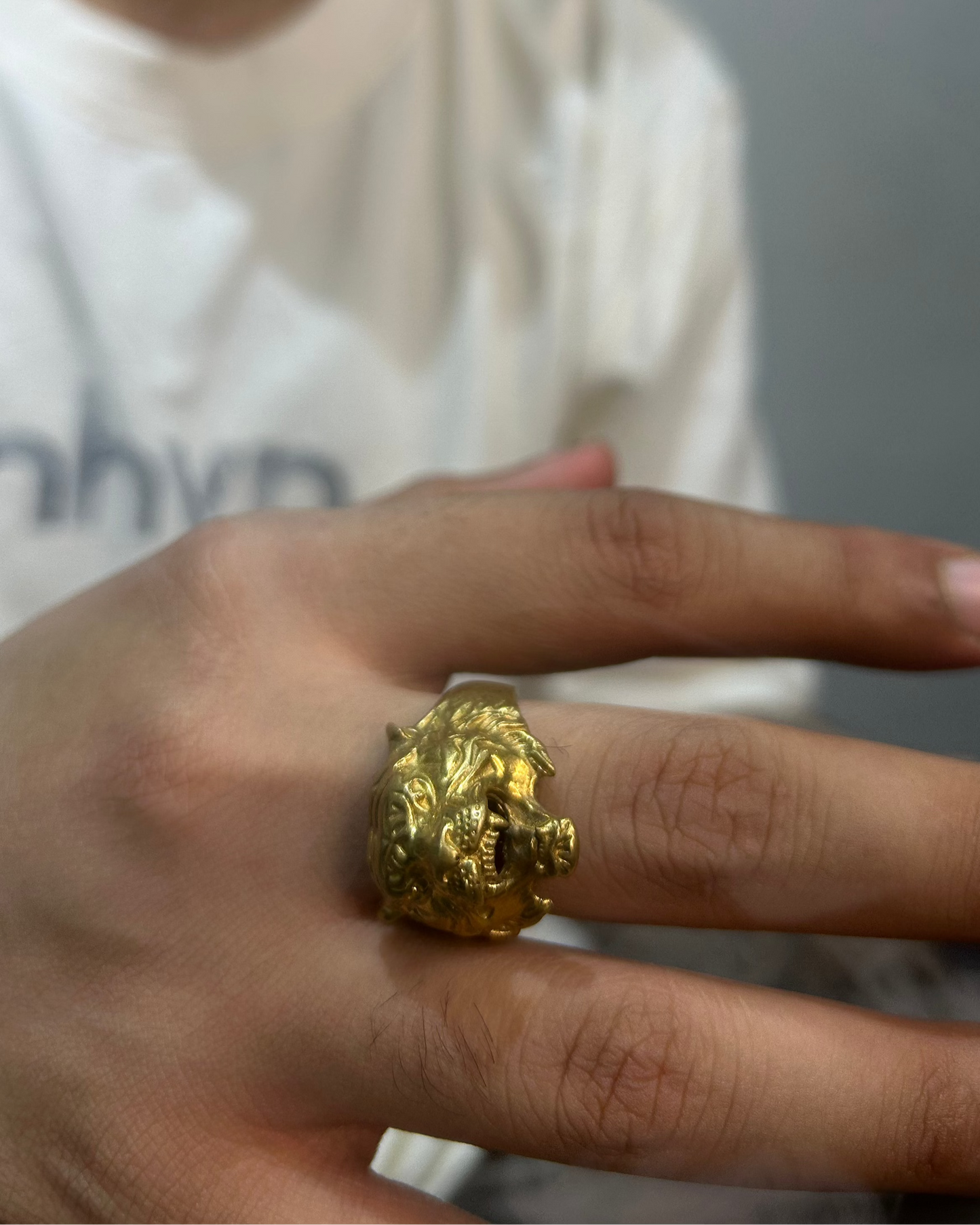 Lion Head Ring, Brass Ring, Golden Ring,