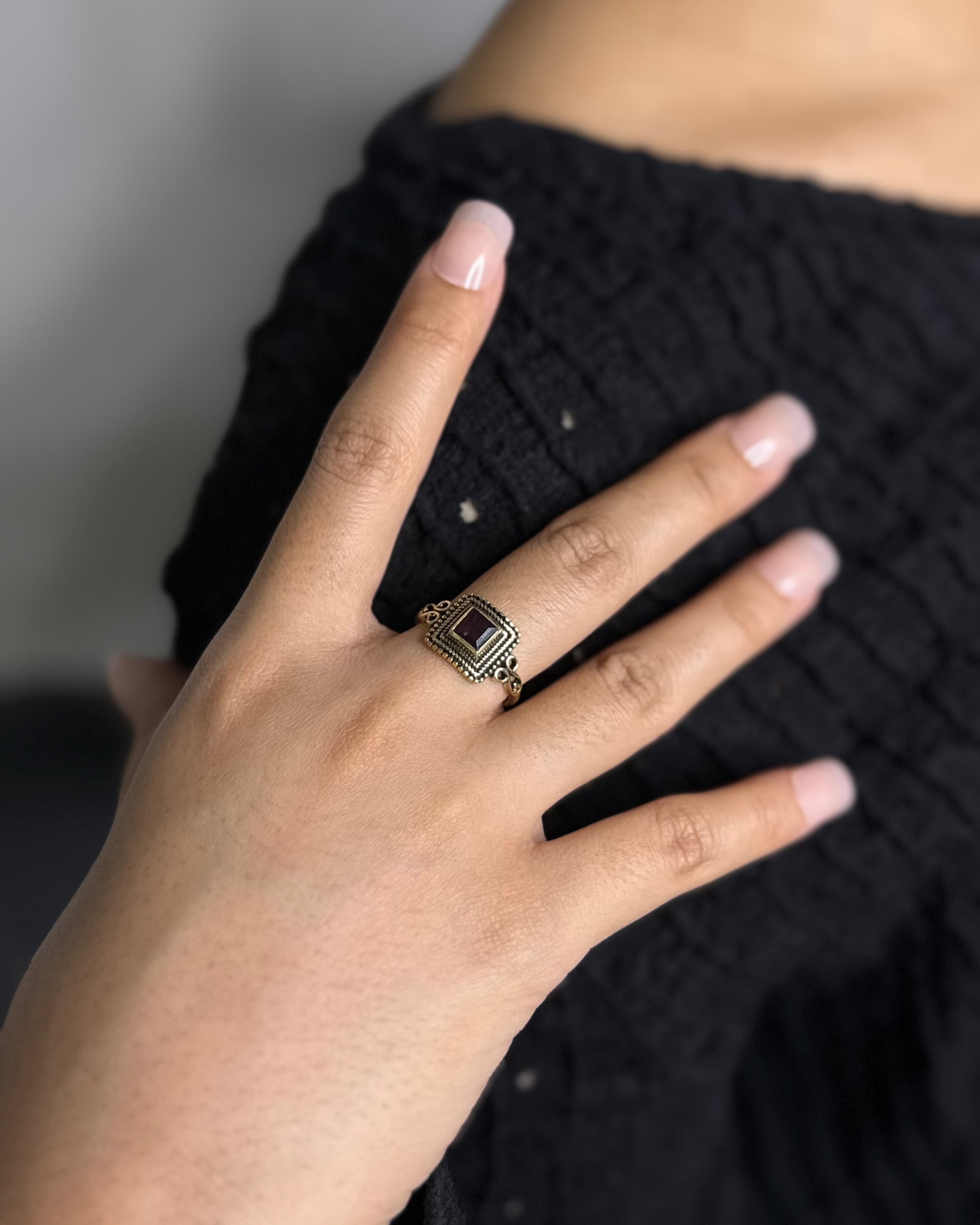 Regal Square Ring, Brass Ring, rings, unisex ring, stone ring