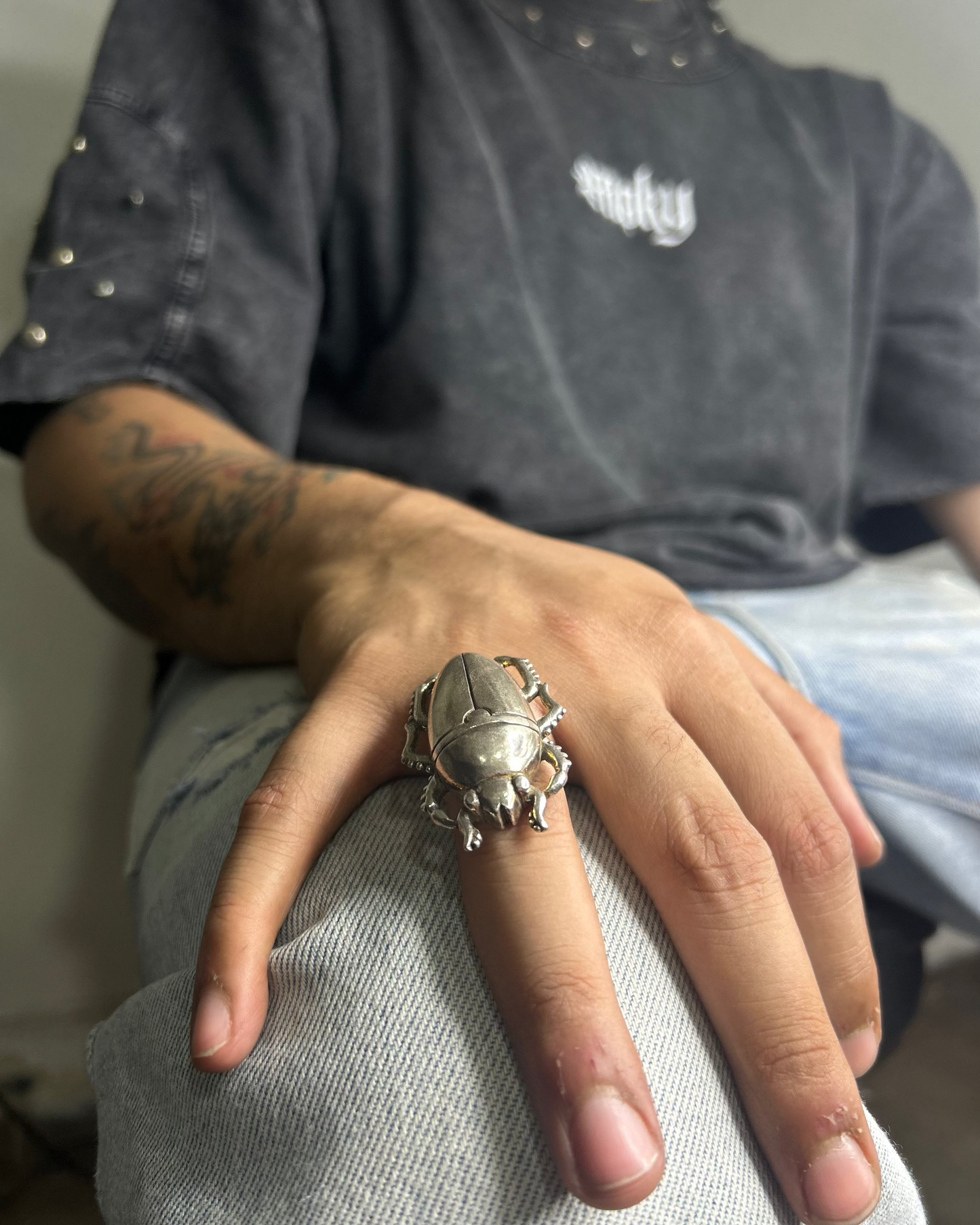 Silver Beetle Ring, Brass Ring, rings, unisex ring