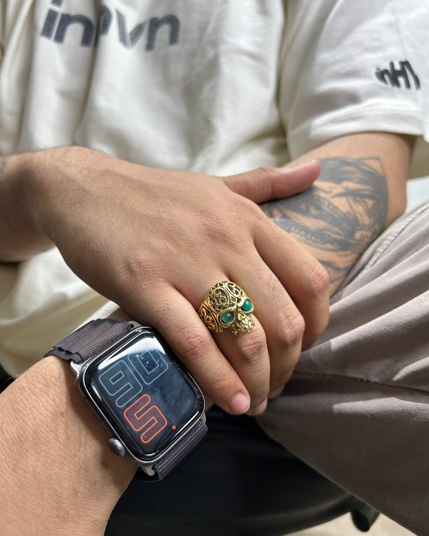 Skull Ring, Brass, Gem Rings