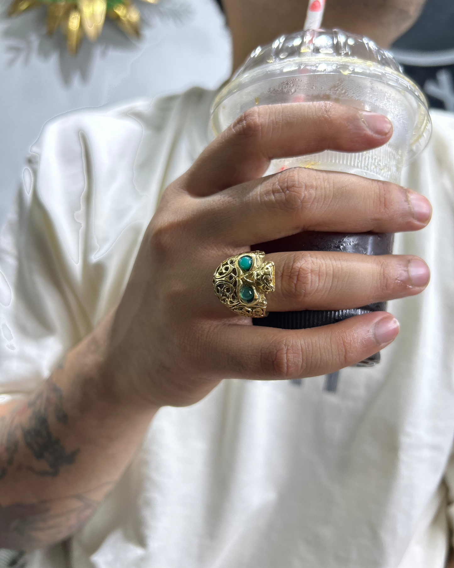 Skull Ring, Brass, Gem Rings