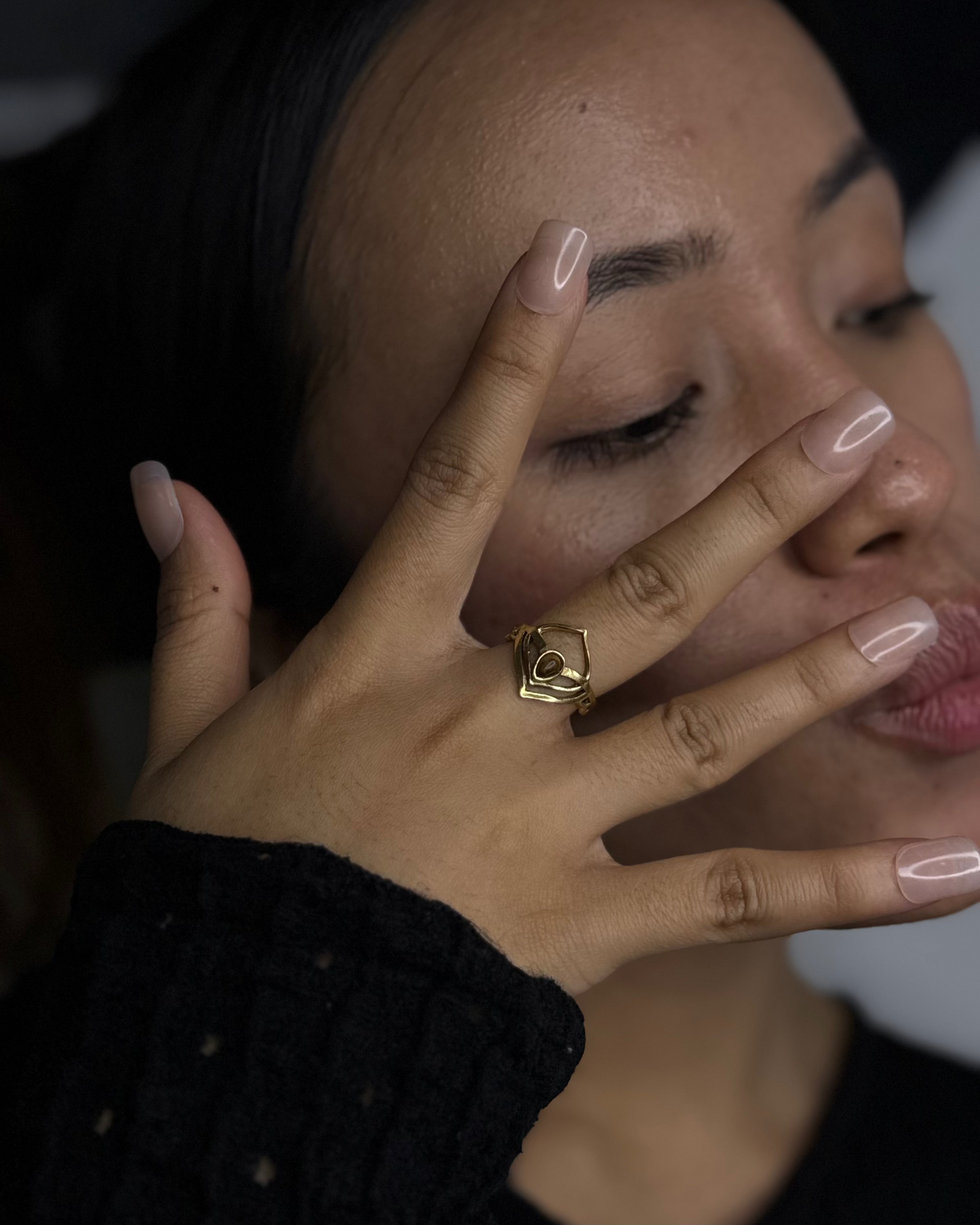 Solar Eye Ring, Brass Ring, rings, unisex ring, stone ring