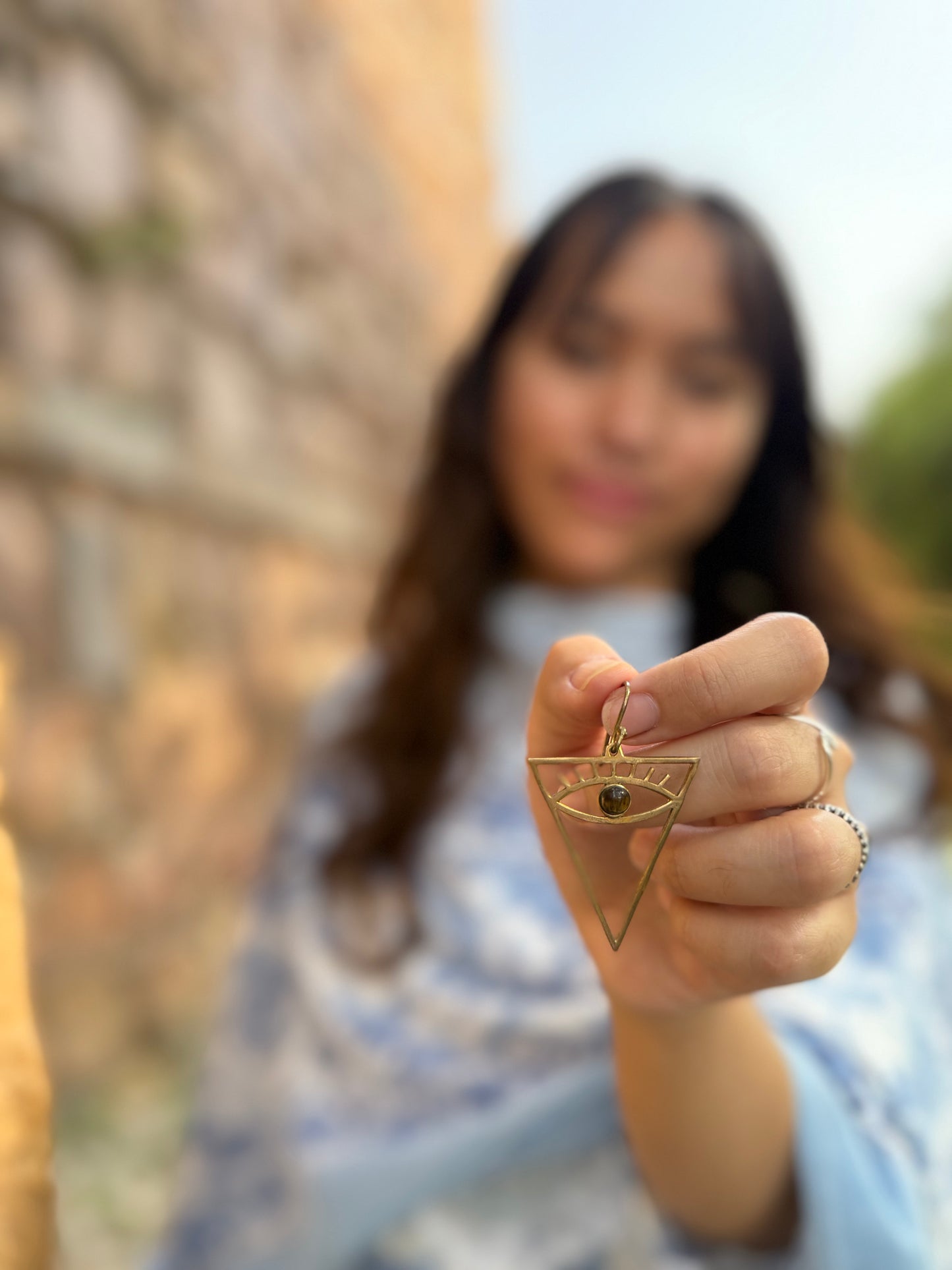 Triangle Evil Eye Earrings