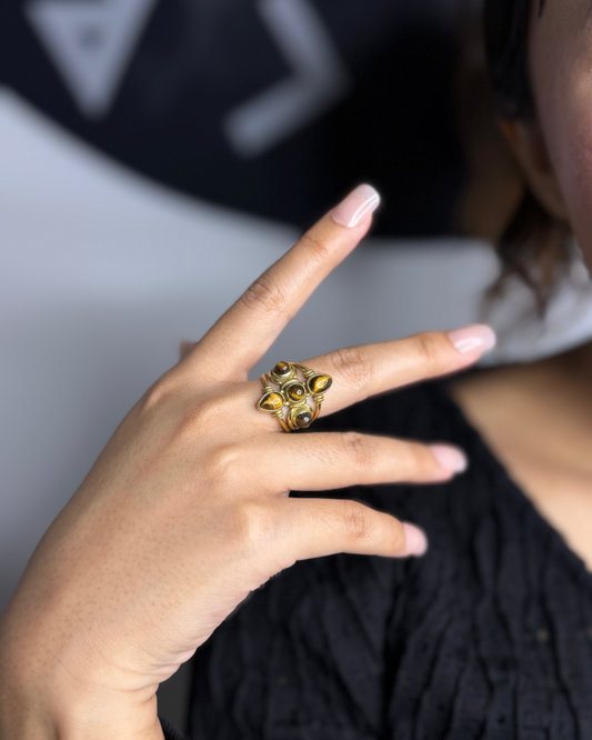 Antique Cluster Gem Brass Ring, Brass Ring, rings, unisex ring, stone ring