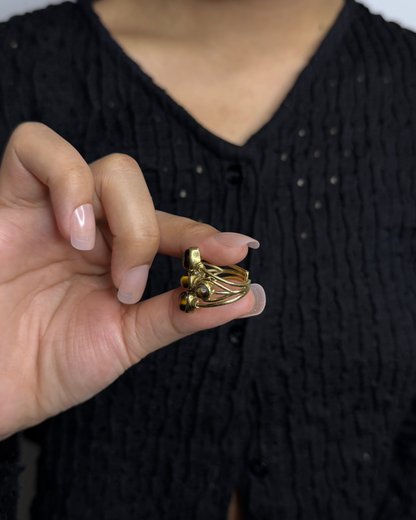 Antique Cluster Gem Brass Ring, Brass Ring, rings, unisex ring, stone ring