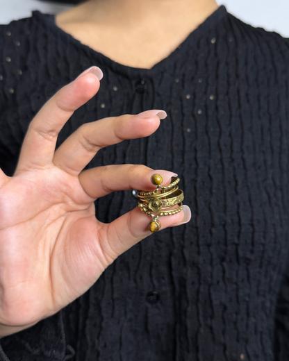 Boho Charm Wrap Ring, Brass Ring, rings, unisex ring, stone ring