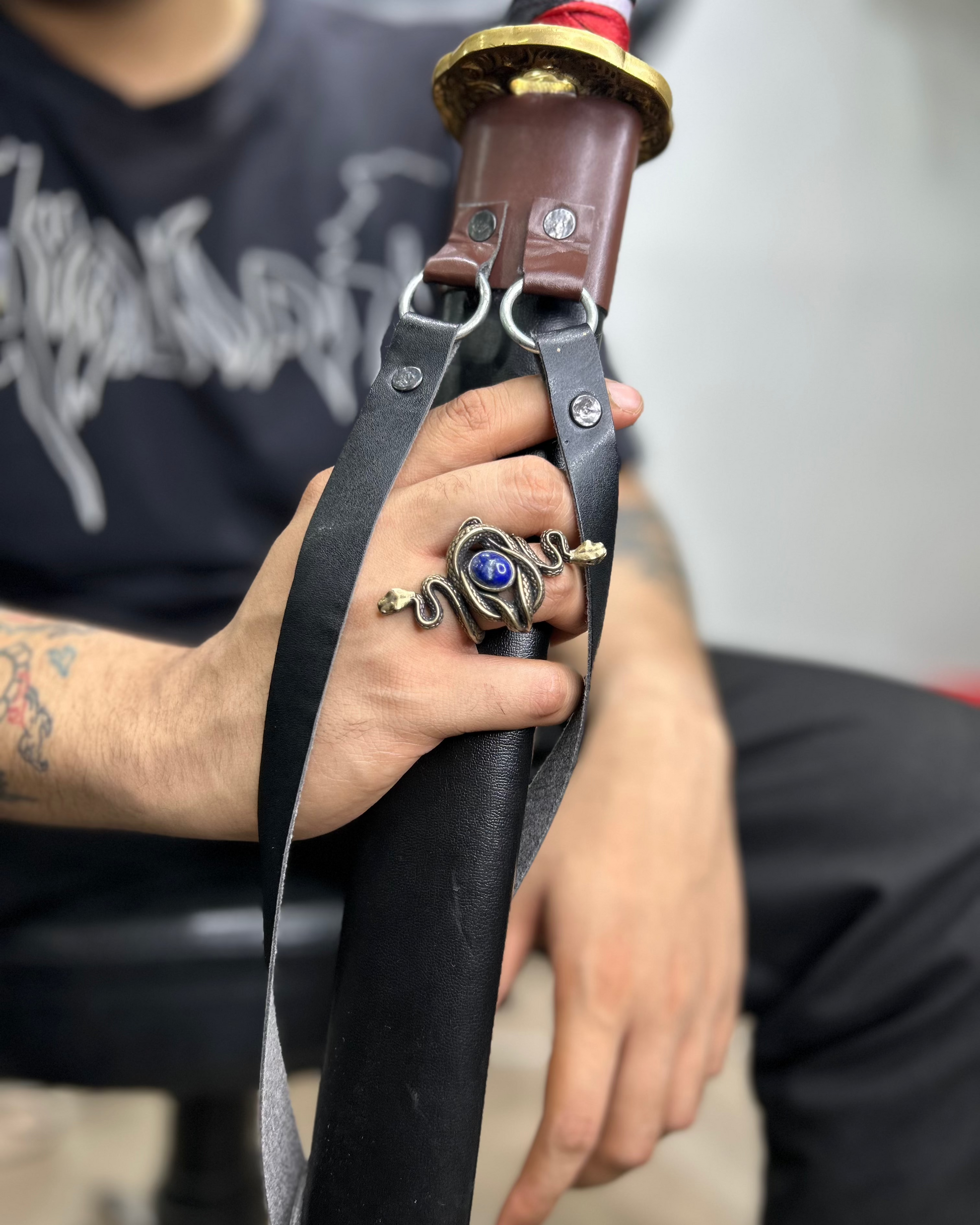 Double Snake Gemstone Ring, Brass Ring, rings, unisex ring, stone ring