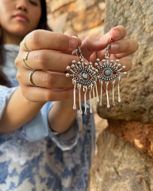 Evil Eye Earrings with Moonstone