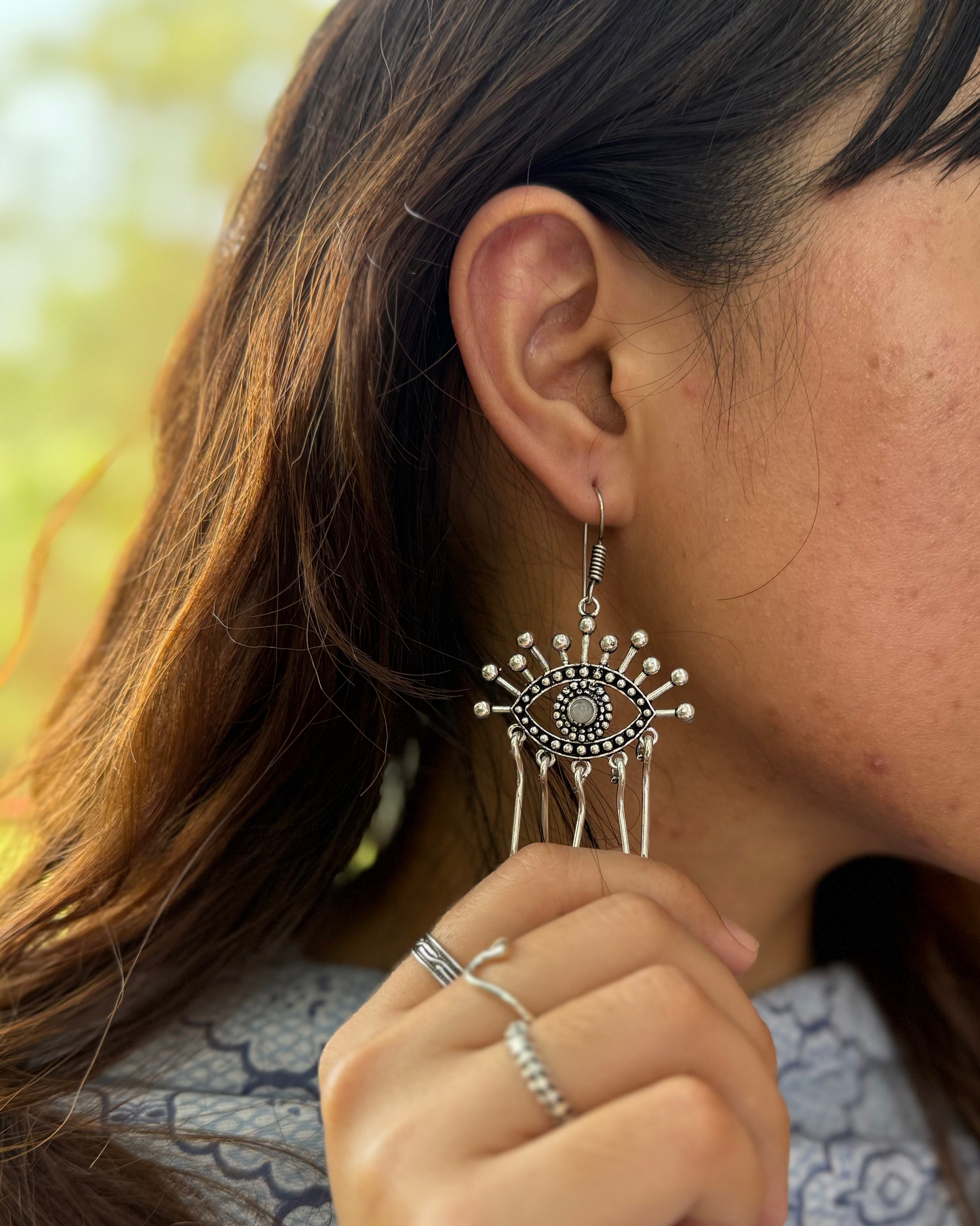 Evil Eye Earrings with Moonstone