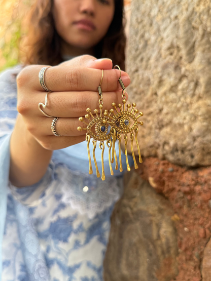 Evil Eye Earrings with labradorite