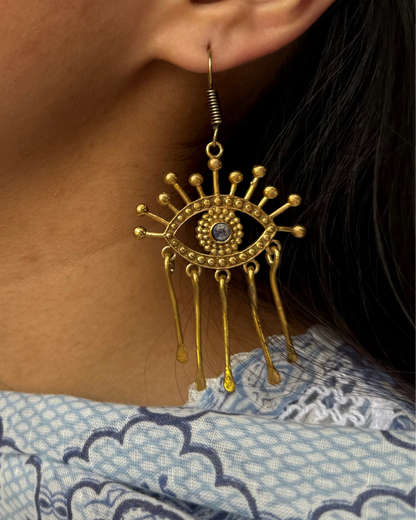 Evil Eye Earrings with labradorite