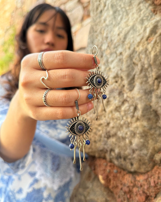 Evil Eye Earring with Lapis Lazuli