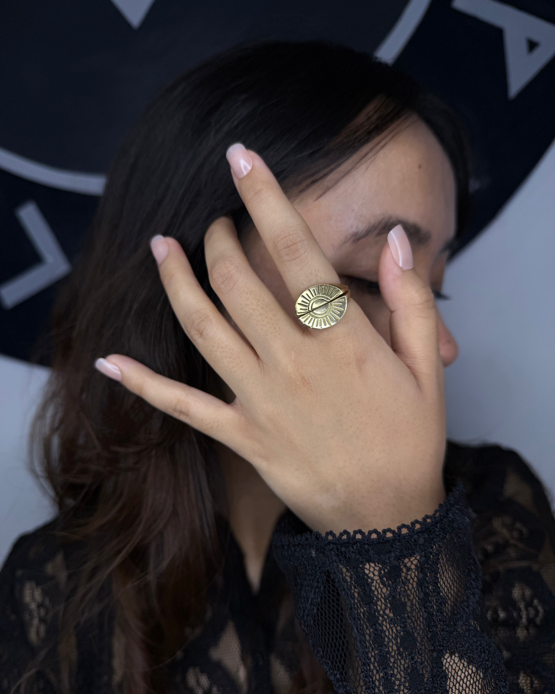 Gold-Plated Rising Sun Ring, Brass Ring, rings, unisex ring