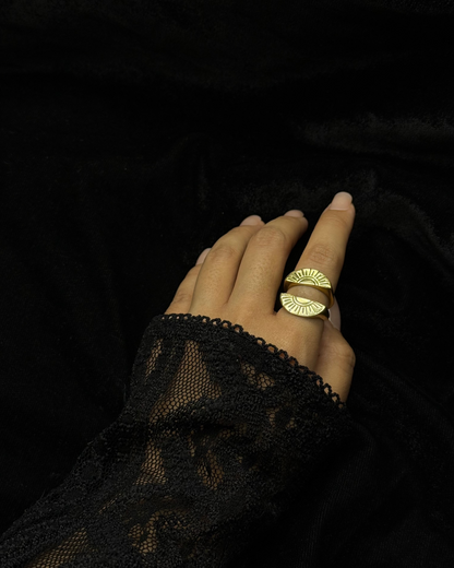 Gold-Plated Rising Sun Ring, Brass Ring, rings, unisex ring