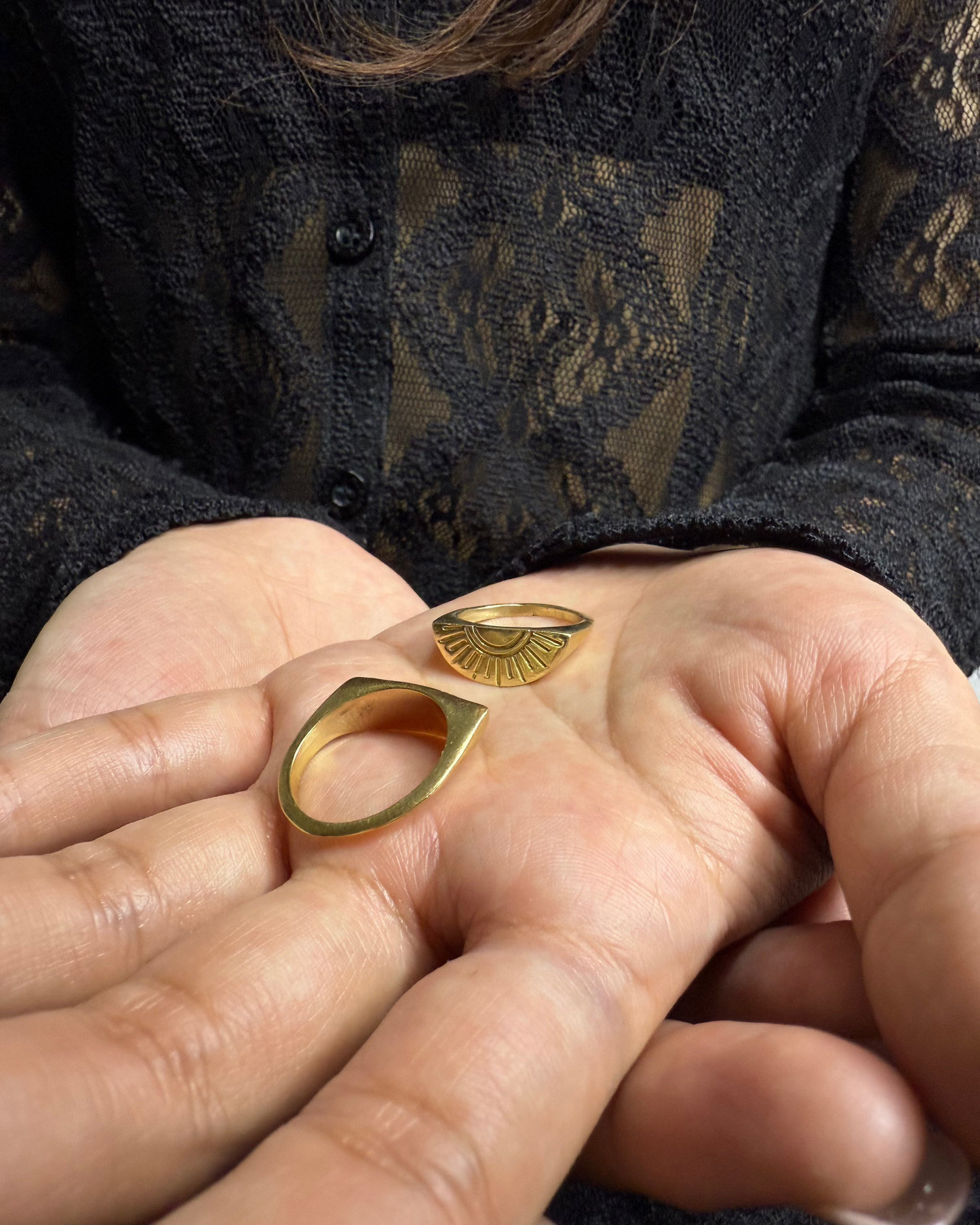 Gold-Plated Rising Sun Ring, Brass Ring, rings, unisex ring