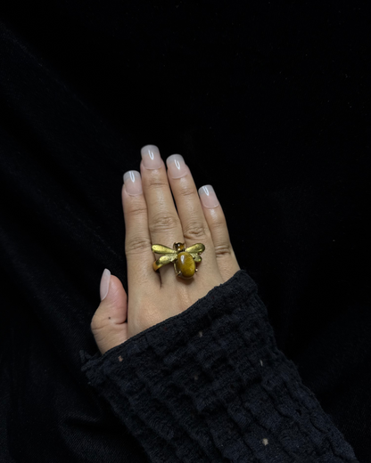 Golden Bee Brass Ring, Brass Ring, rings, unisex ring, stone ring