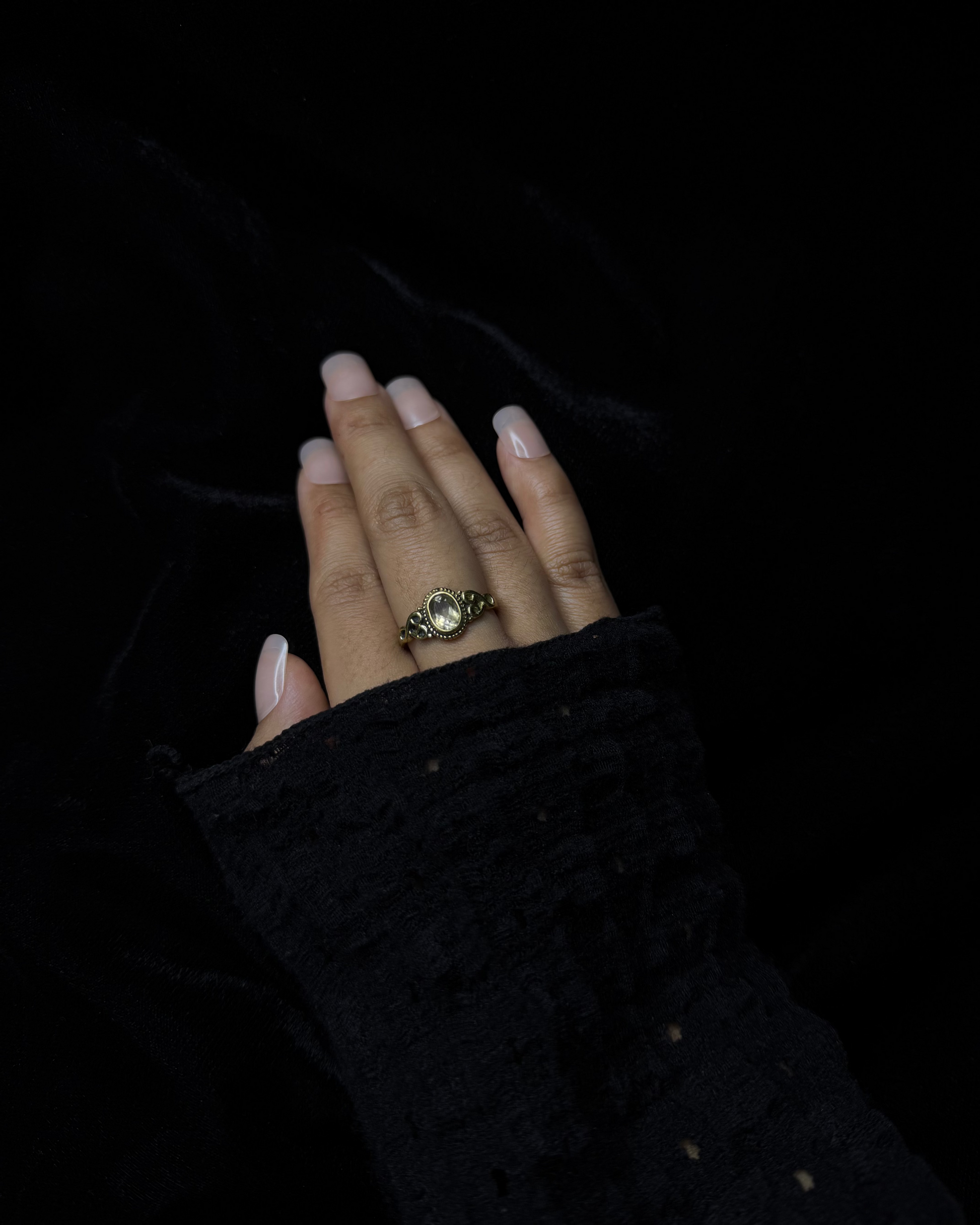 Golden Era Oval Ring, Brass Ring, rings, unisex ring, stone ring