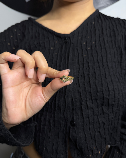 Golden Era Oval Ring, Brass Ring, rings, unisex ring, stone ring