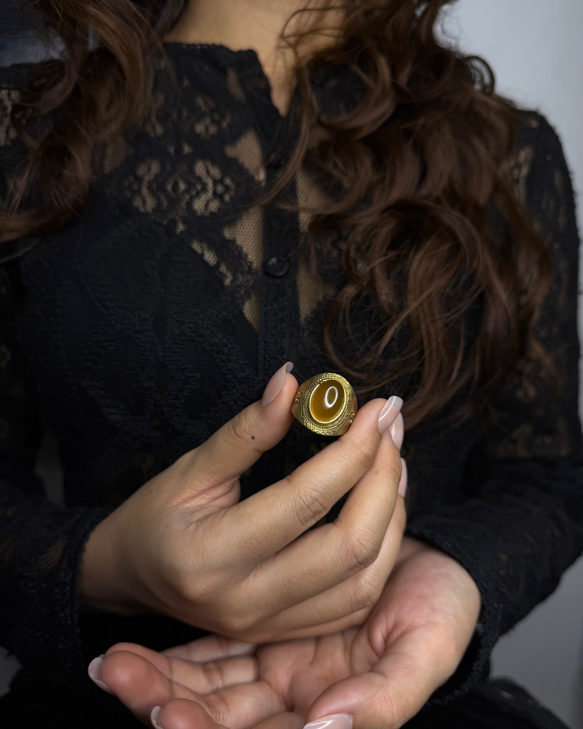 Golden Spiral Open Brass Ring, Brass Ring, rings, unisex ring, stone ring