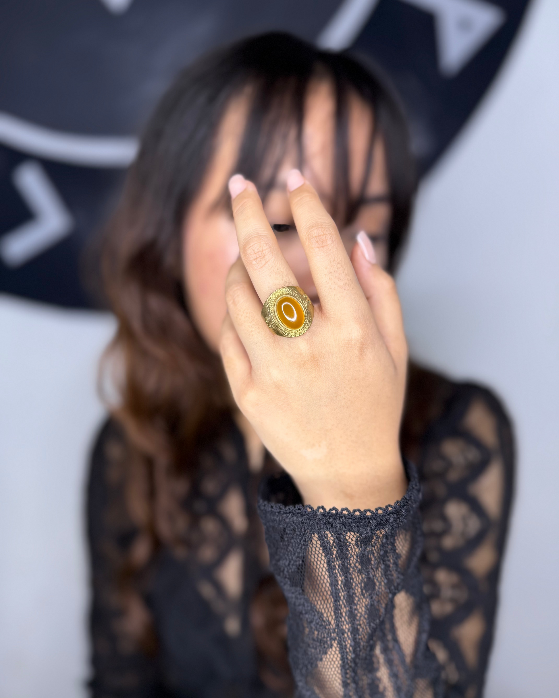 Golden Spiral Open Brass Ring, Brass Ring, rings, unisex ring, stone ring