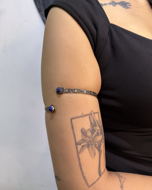 Bohemian Arm Cuff, Brass Jewellery, Brass Cuff, Adjustable, Silver Cuff, Kashmiri Ruby Cuff