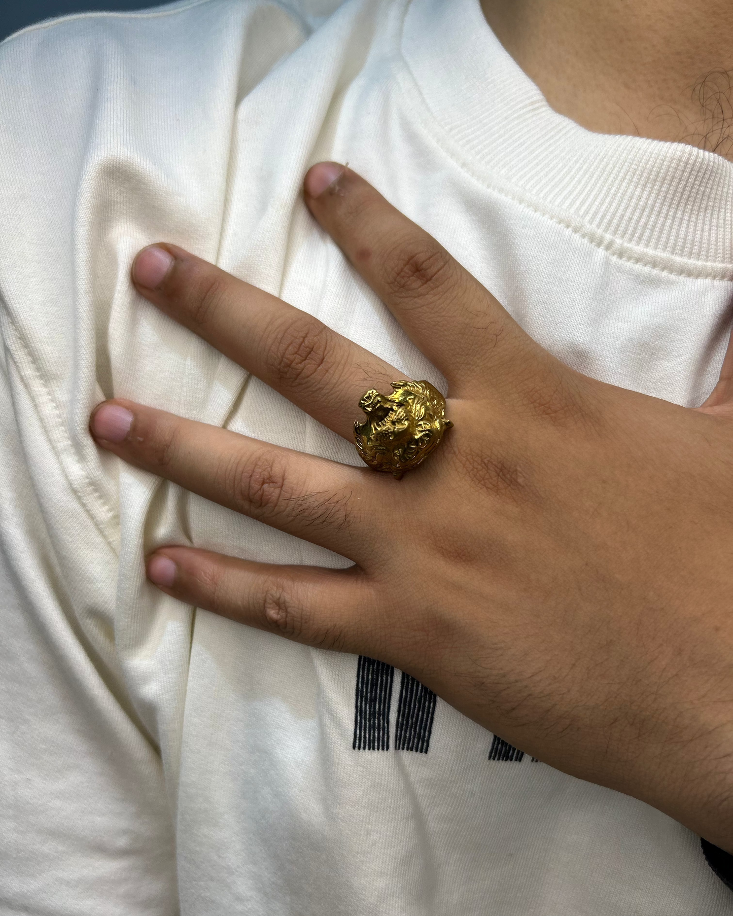 Lion Head Ring, Brass Ring, Golden Ring
