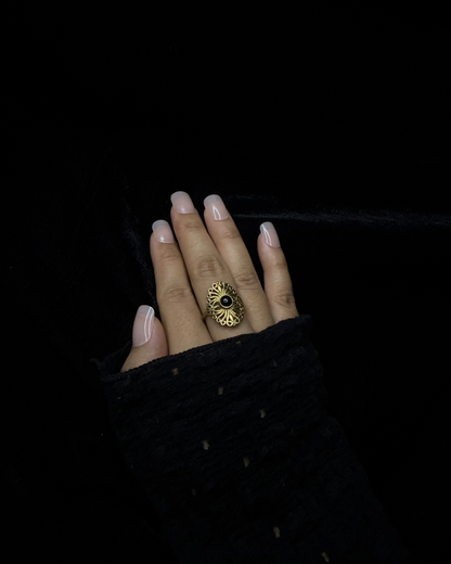 Midnight Bloom Ring, Brass Ring, rings, unisex ring, stone ring