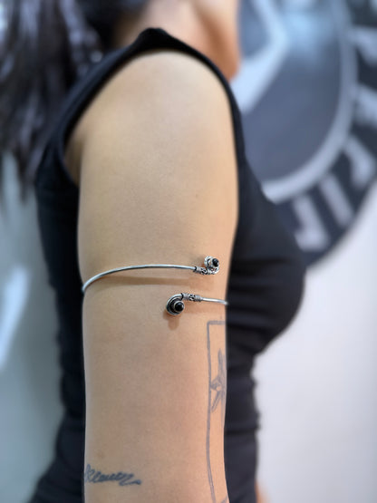 Bohemian Arm Cuff,  Brass Jewellery,  Adjustable, Minimal stone arm band