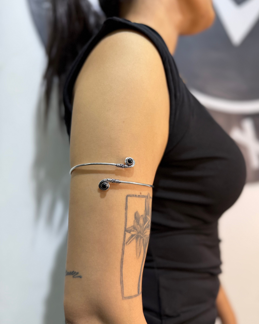 Bohemian Arm Cuff,  Brass Jewellery,  Adjustable, Minimal stone arm band
