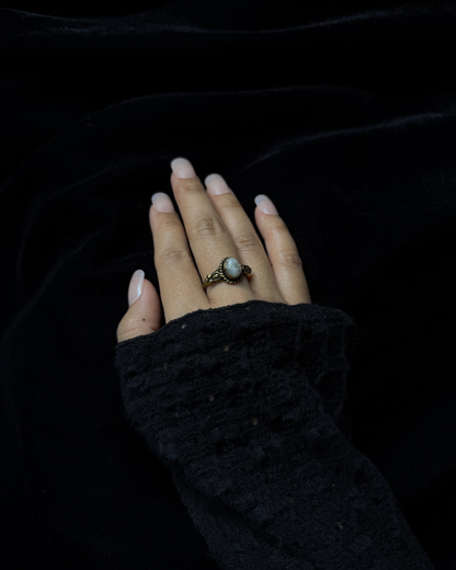 Moonstone Royal Brass Ring, Brass Ring, rings, unisex ring, stone ring