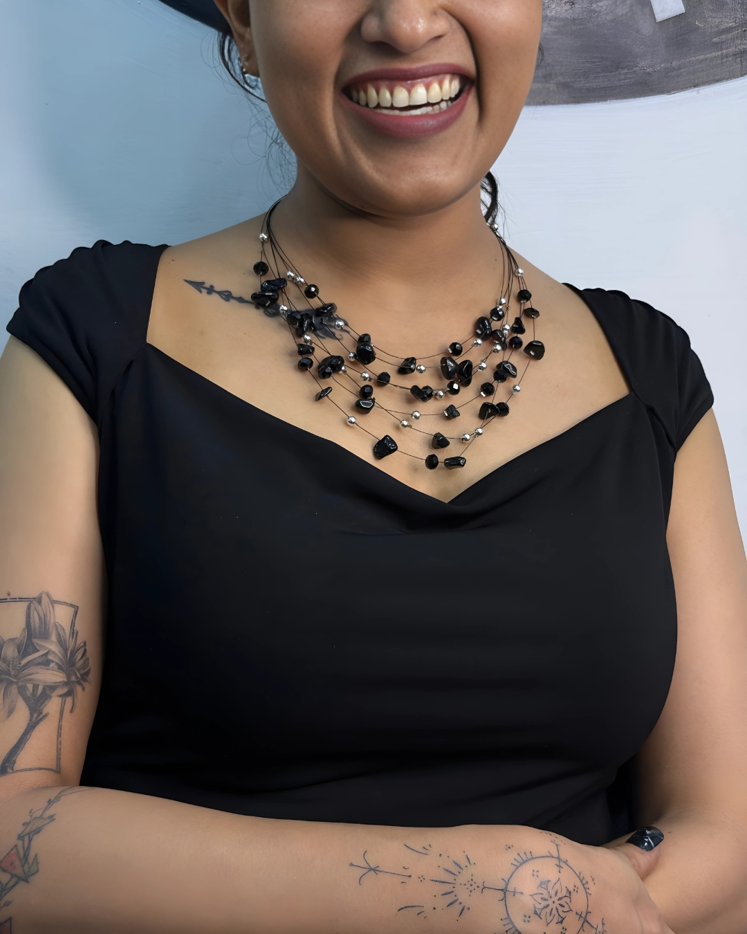 Pearl Necklace, Black Pearl Necklace, Necklace, Multi Layerd Necklace
