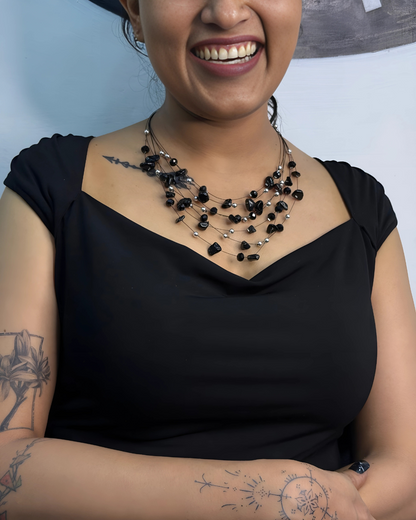 Pearl Necklace, Black Pearl Necklace, Necklace, Multi Layerd Necklace
