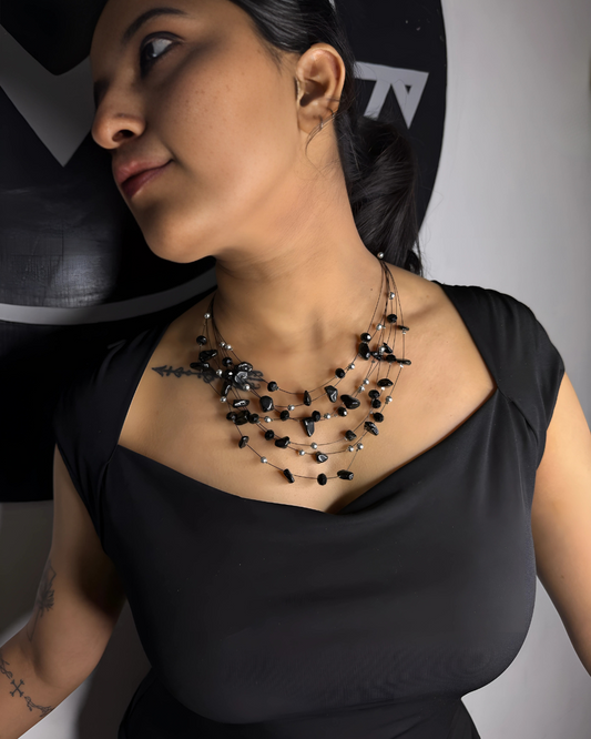 Pearl Necklace, Black Pearl Necklace, Necklace, Multi Layerd Necklace