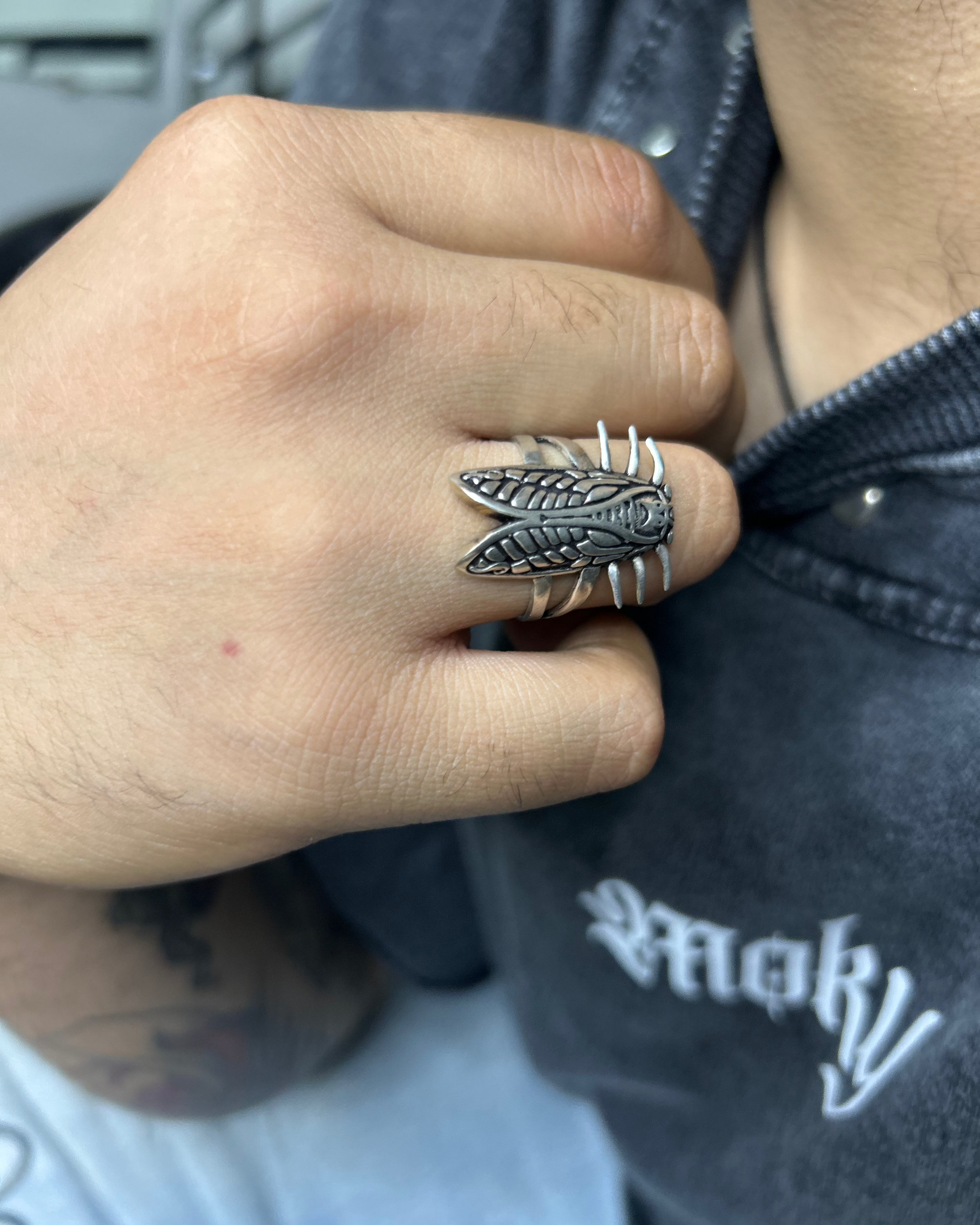 Silver Brass Bug Ring, Brass Ring, ring, unisex ring