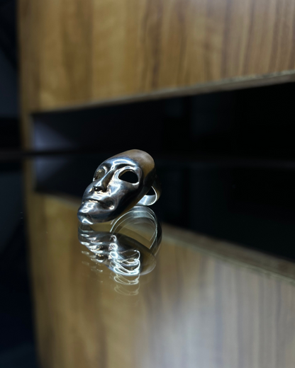 Silver Brass Sculpted Face Ring, Brass Ring, rings, unisex ring