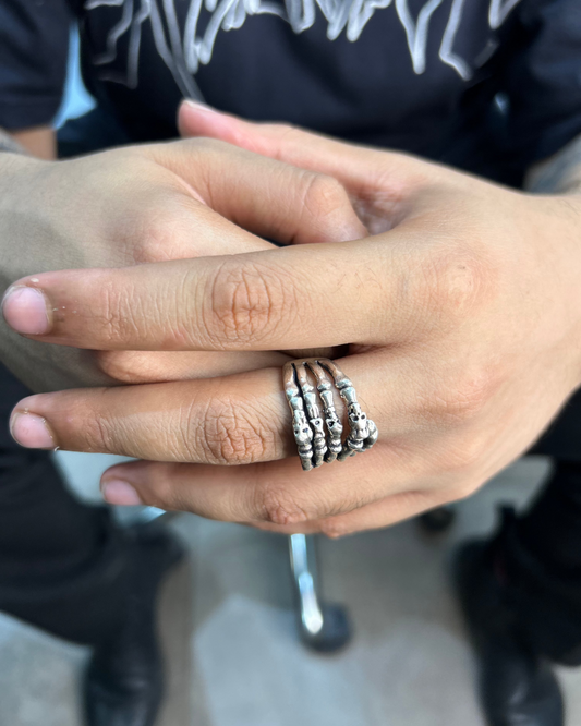 Silver Brass Skull Hand Ring, Brass Ring, rings, unisex ring