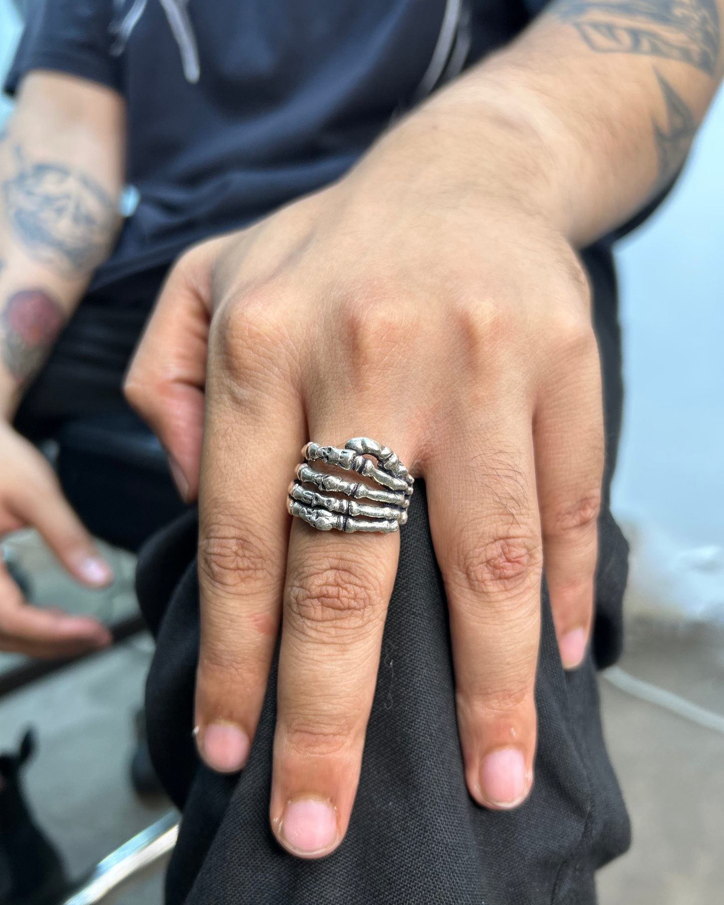 Silver Brass Skull Hand Ring, Brass Ring, rings, unisex ring