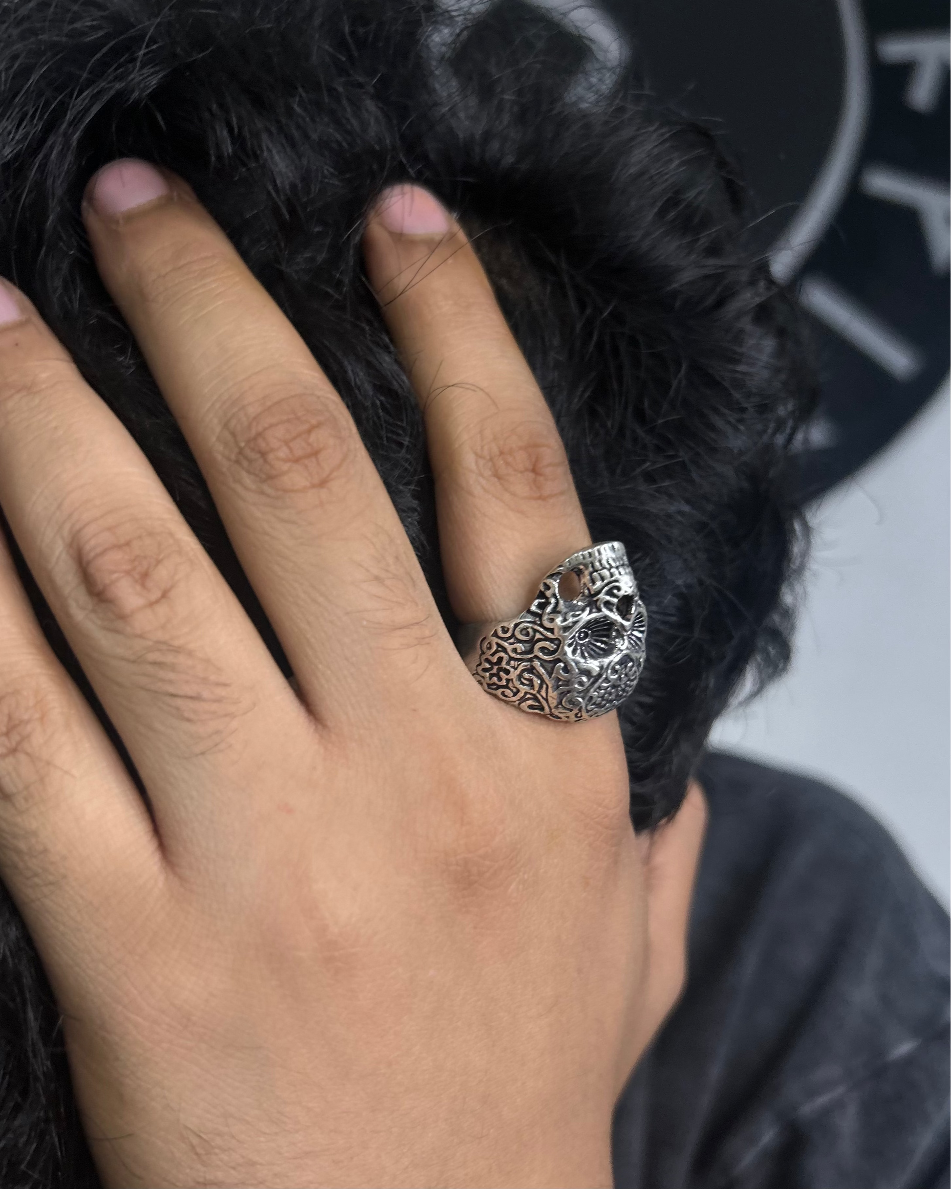 Silver Brass Skull Ring, Brass Ring, rings, unisex ring