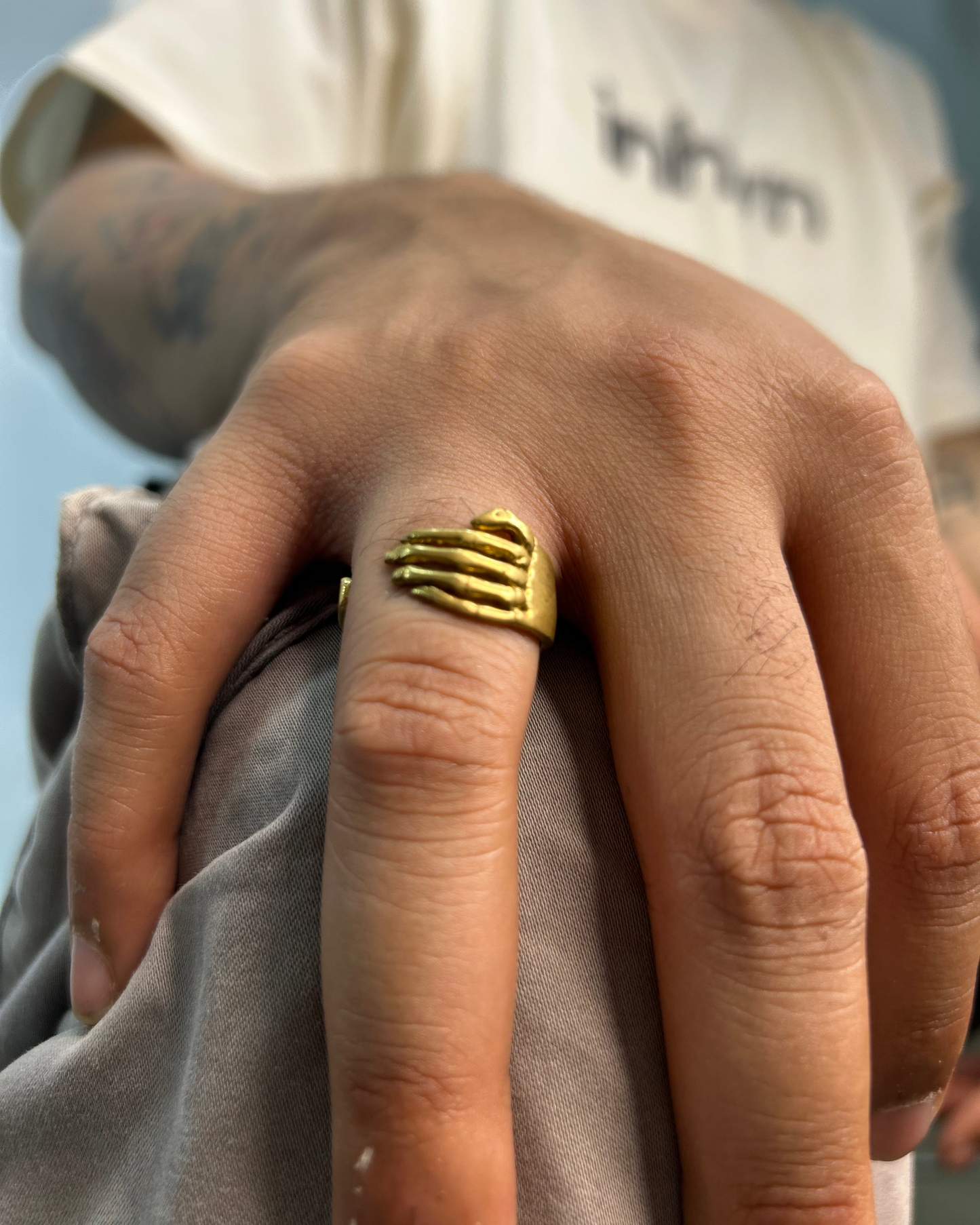 Skeleton Ring, Brass Ring, Golden Ring