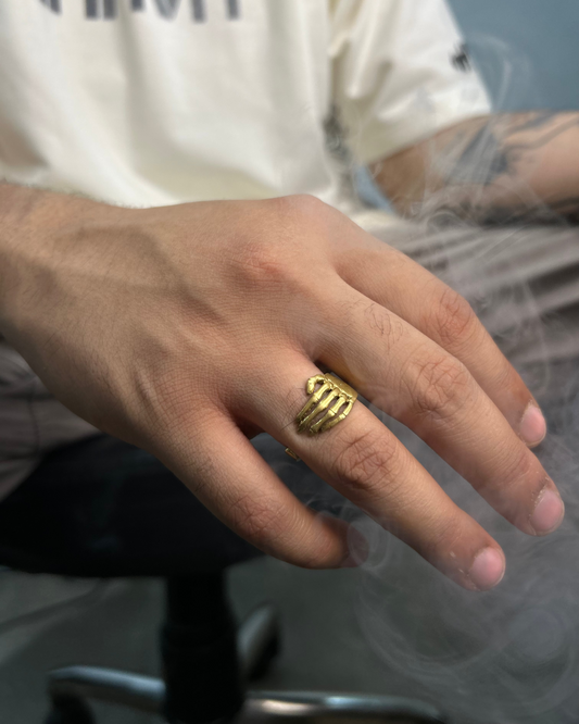 Skeleton Ring, Brass Ring, Golden Ring