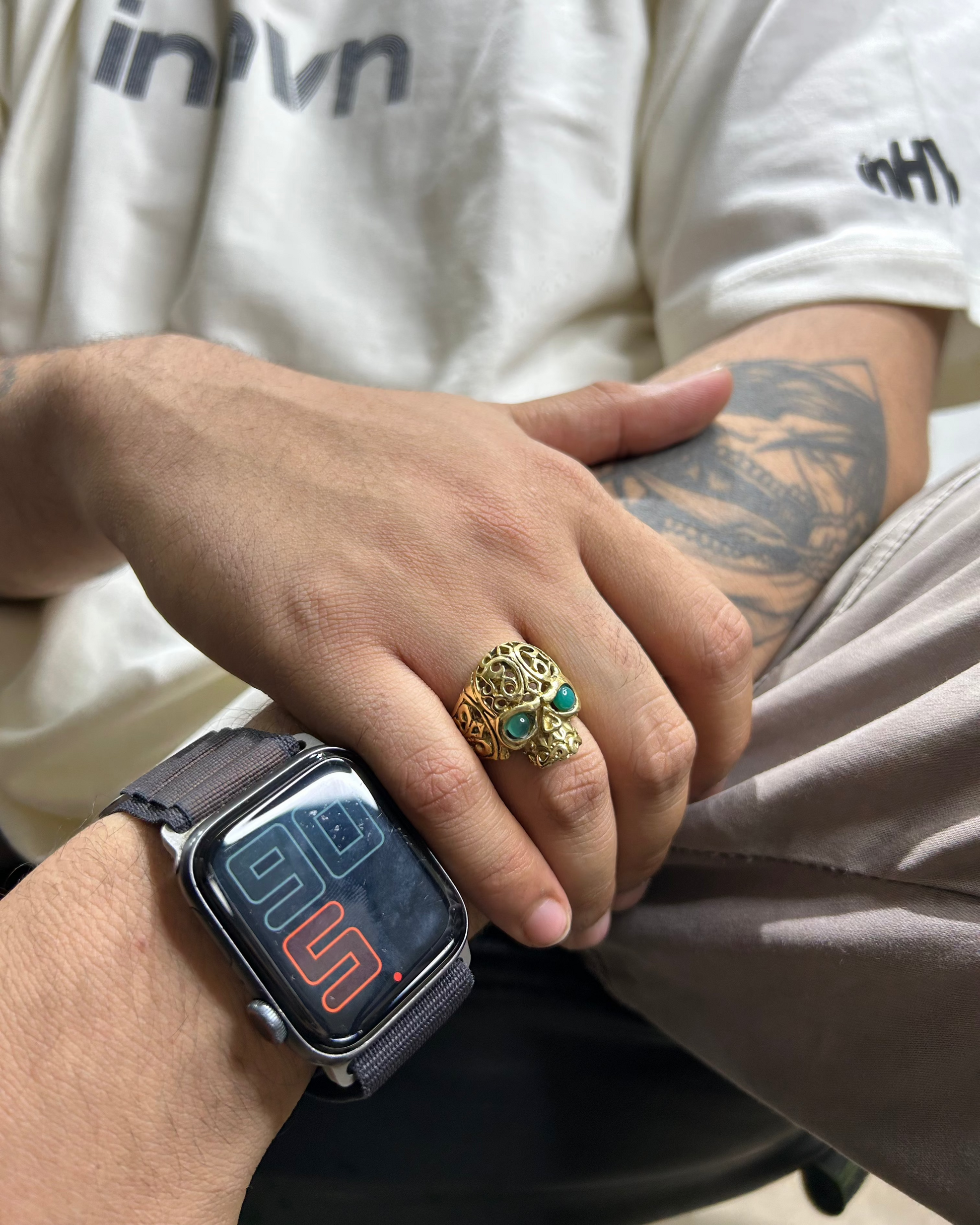 Skull Ring, Brass, Gem Rings