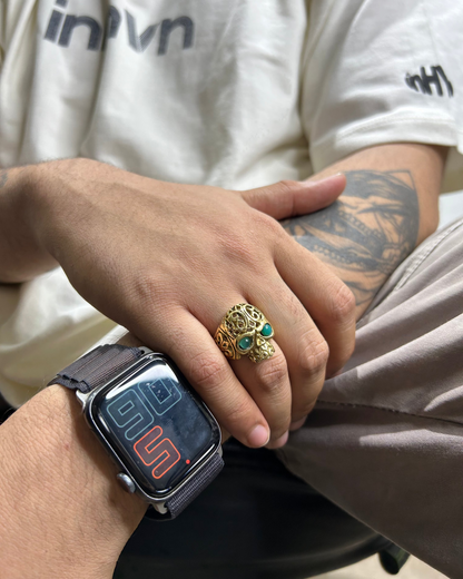 Skull Ring, Brass, Gem Rings