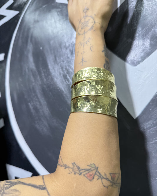 Three Layered Hand Cuff, brass, bohemian, cuff bracelet